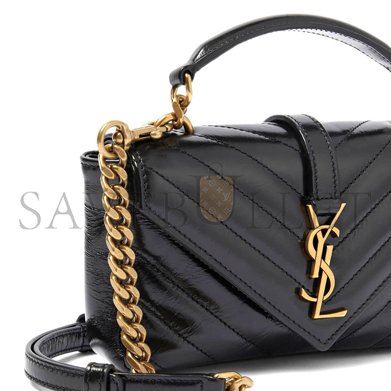YSL COLLEGE MINI CHAIN BAG IN  OIL WAX LEATHER 779430 (20*13*3cm)